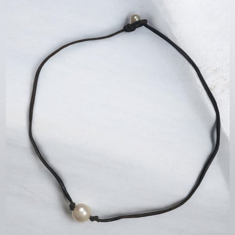 Genuine Pearl Leather Necklace #5070